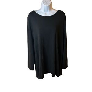 NWT J.JILL WEAREVER COLLECTION RIBBED PURE BLACK LONG SLEEVED CASUAL TUNIC SHIRT